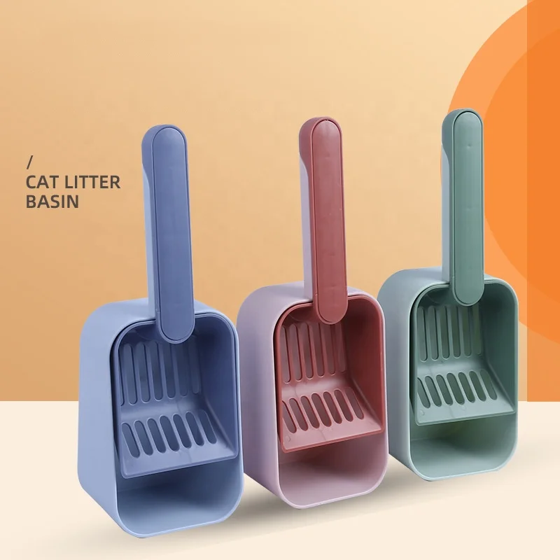 Handle Pet Toilet Cleaning 2 in 1 Multi-Function Cat Litter Shovel Pet Poop Pick Up Shovel Cat Litter Scoop Shovel With Holder