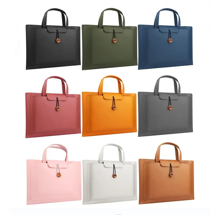 Latest Men Blue Leather Office Laptop Briefcase Bag For Macbook Air Pro 13.3 14 15 16 inch Notebook PU Skin Cover Simple Handbag