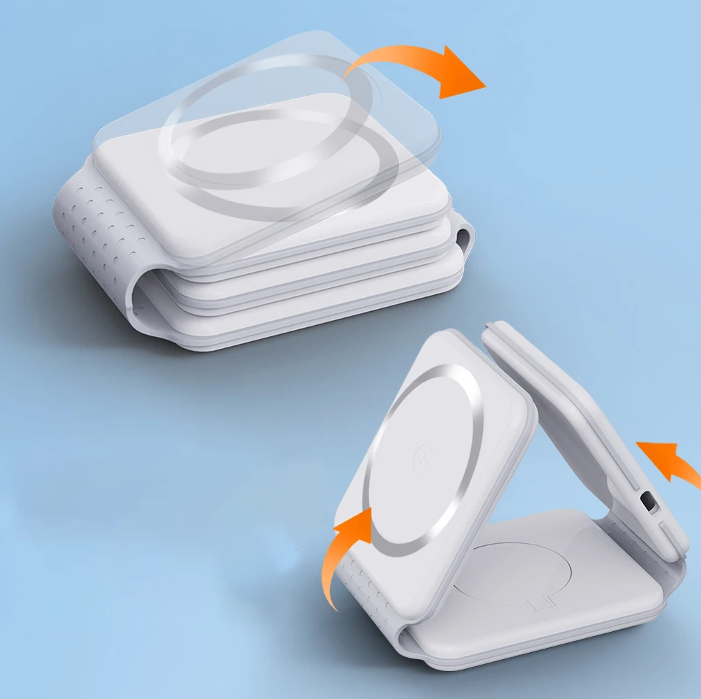 Hot Sell Promotion gift 3 in 1 Wireless Charger 15W Fast Charging Folding Portable Magnetic Charger  for iPhone iWatch Airpod