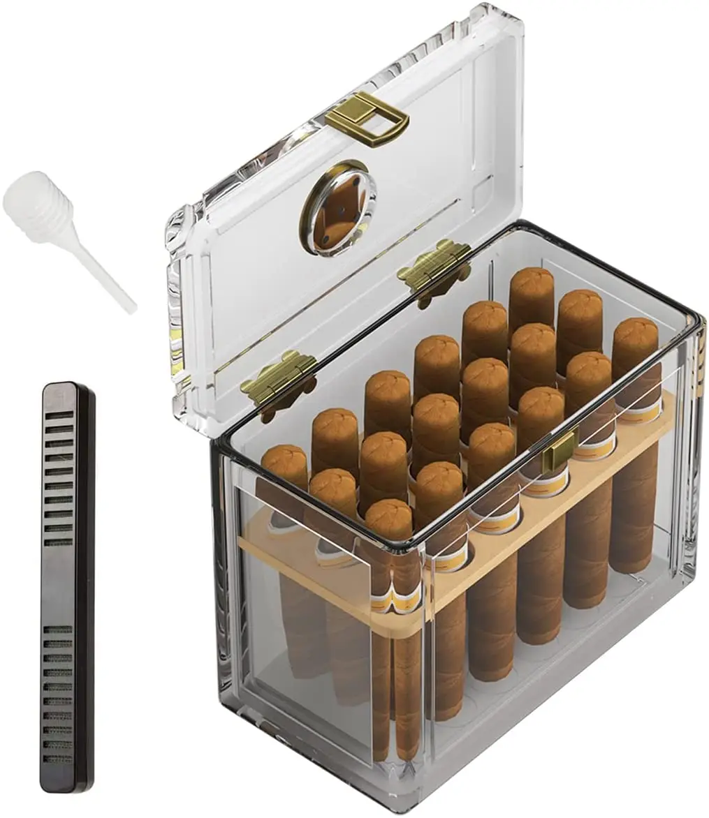 Wholesale Desktop Humidor Big Size Cigar Accessories Set Gift Custom Creative Acrylic Humidor