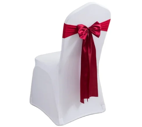 Modern Simple Wedding Bow Ribbon Free Chair Back Flower Stretch Bright Color Chair Cover Decoration Hotel Banquet Ribbon