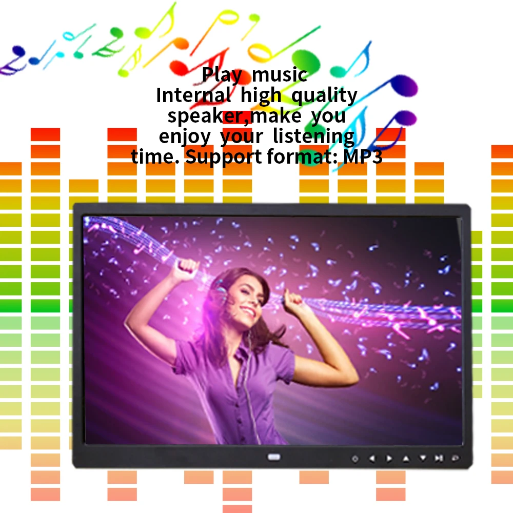 Indoor advertising player loop video playback VESA wall HD Front touch buttons built-in speakers 15 inch digital photo frame