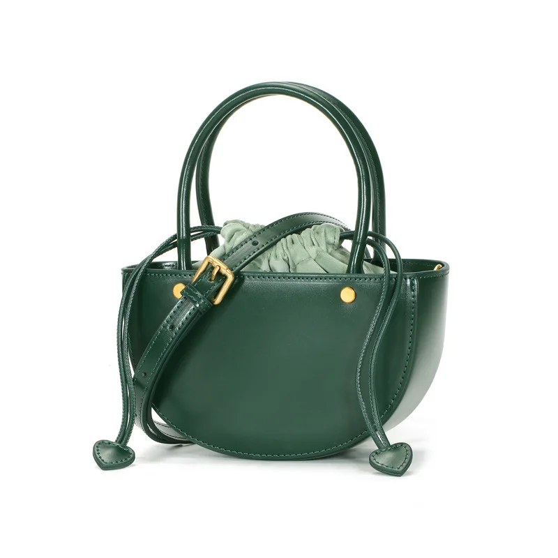 ins design female 2021 bag Korean niche new fashion drawstring personality portable diagonal one-shoulder small round bag