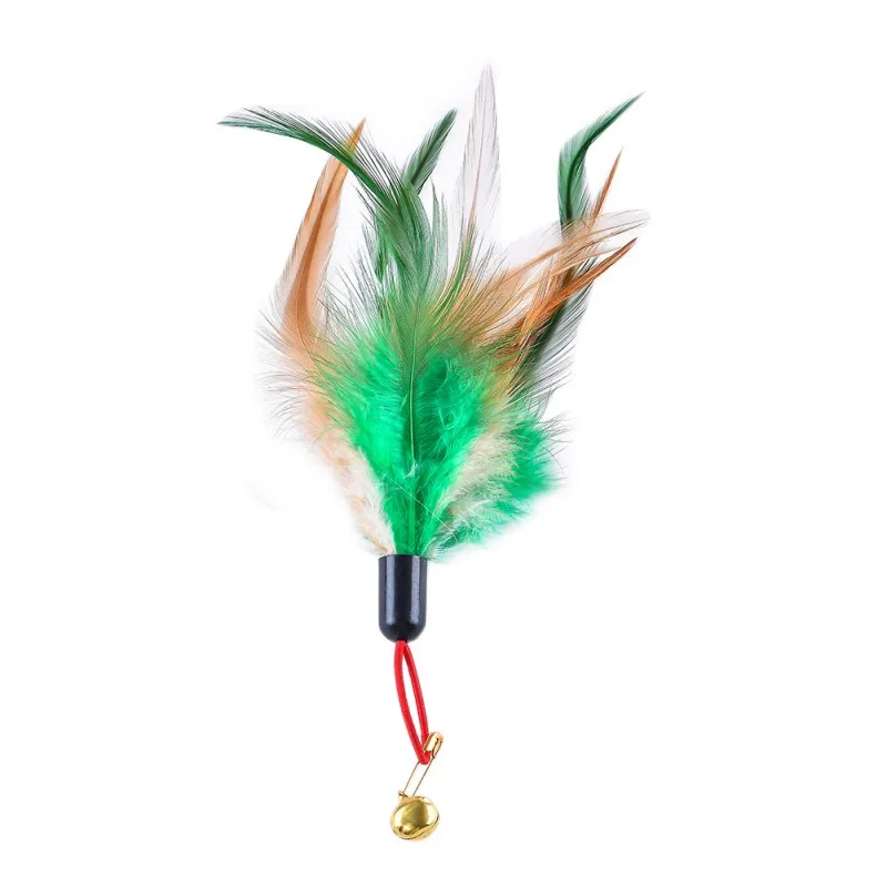  5Pcs/Lot Feather Refills for Wand Toy Cat Teaser Chicken Feathers Replacement With Bell Interactive