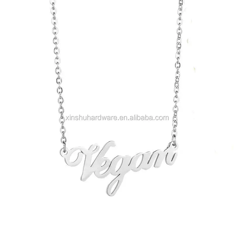 Custom Simple Stainless Steel Modern Vegan Pendant Unisex Word Charm with Circle and Number Pattern for Gift Party Plating