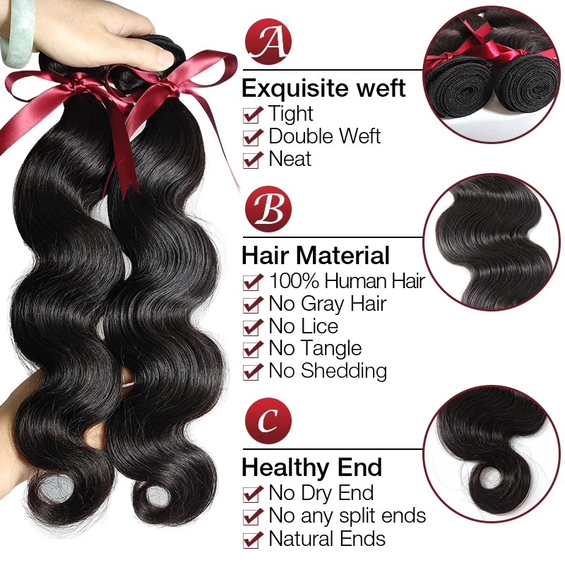 Free Shipping 3 Bundles 14 16 18 inch 10A Wholesale Brazilian Hair Weave Bundle Body Wave 100% Virgin Brazilian Hair
