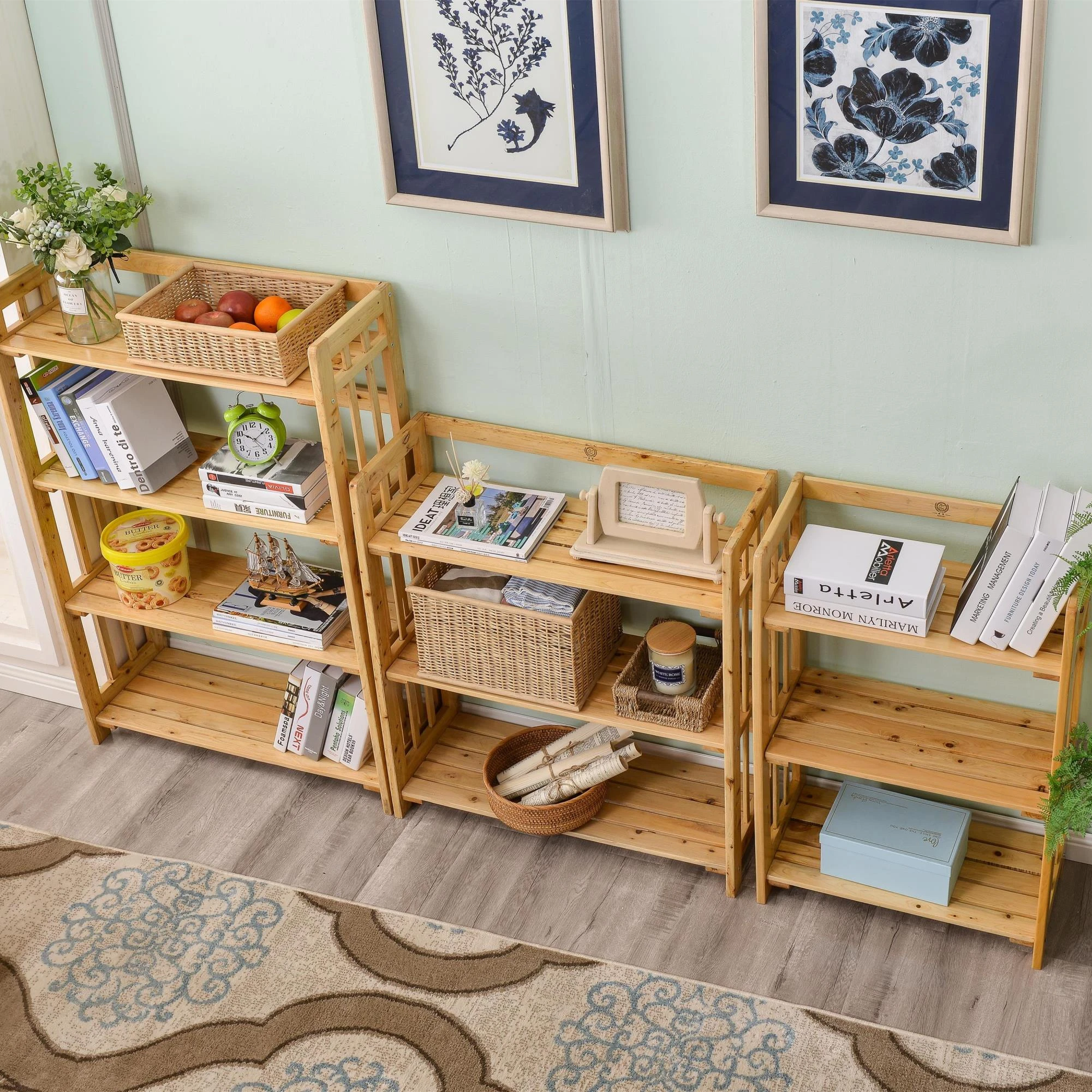 Simple tool rack bookshelf solid wood multi-functional storage wine display multi-layer small display home DIY