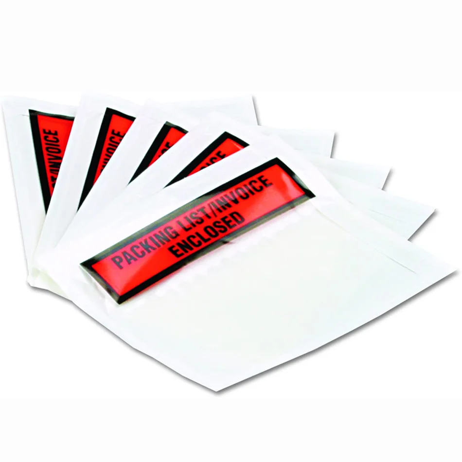 High Quality Adhesive shipping Label Pouches Waterproof Easy Peel and Seal Invoice Envelopes