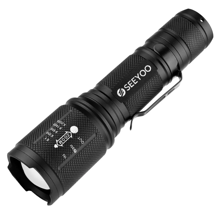 Portable Tactical Aluminum Alloy Flashlights 5 Modes T6 Zoomable Clip Torch Light LED High Lumen Flashlight Set