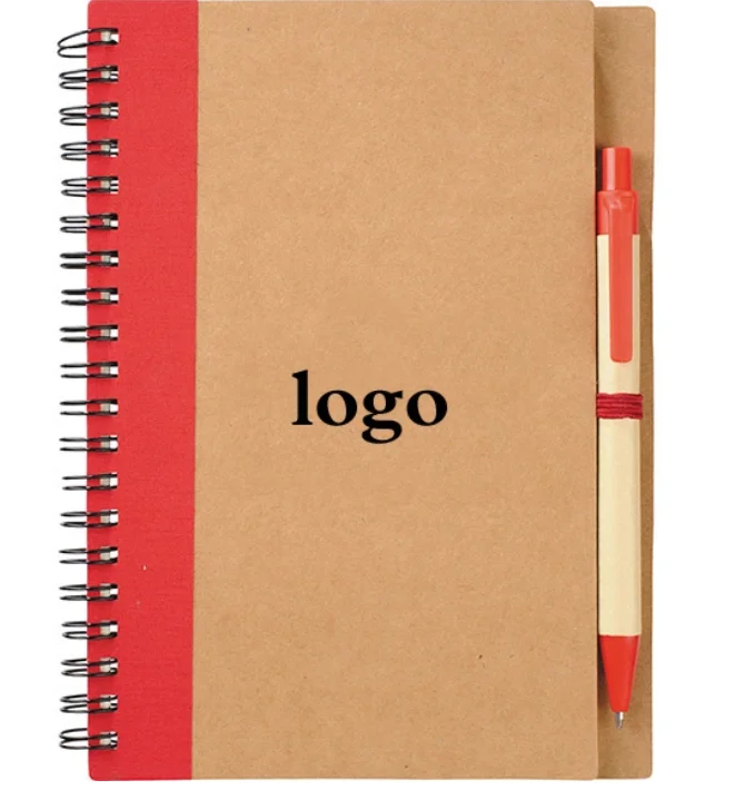 Spiral Notebook with Pen Business Customized Eco Spiral Craft Paper Cover Notebook With Pen