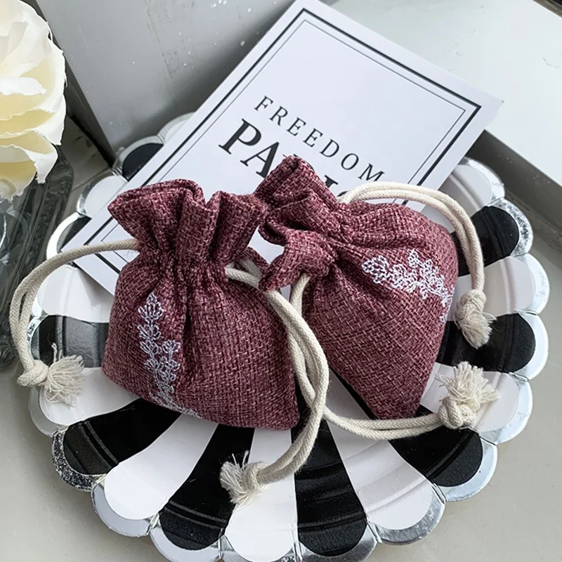 Деревенский маленький джутовый шнурок Подарочный пакет для игрушек Мешковина