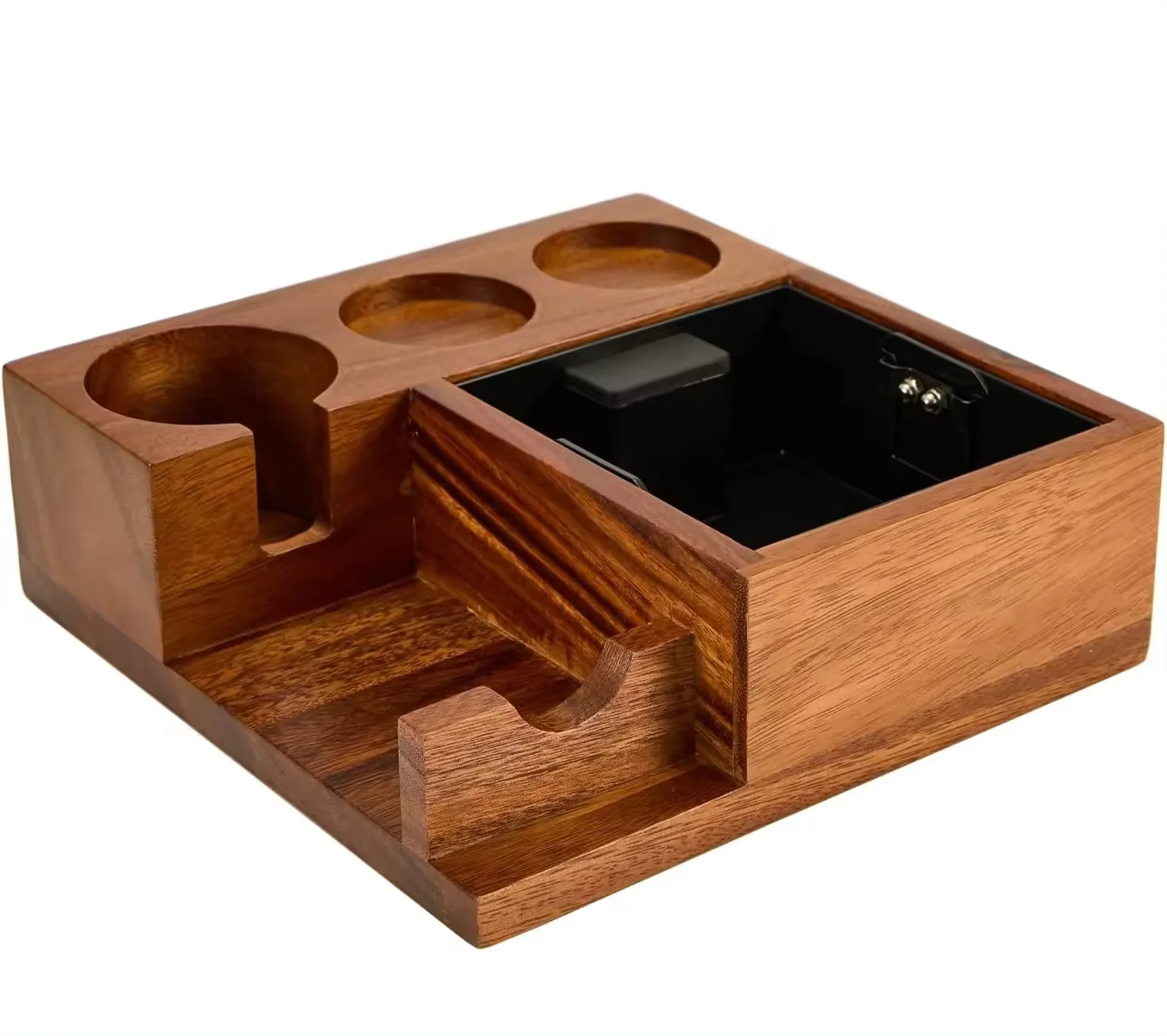 Espresso Knock Box Coffee Machine Accessories Wooden Tools 51/53/54mm Tamper Distributor Station 4 In 1 Coffee Knock Box