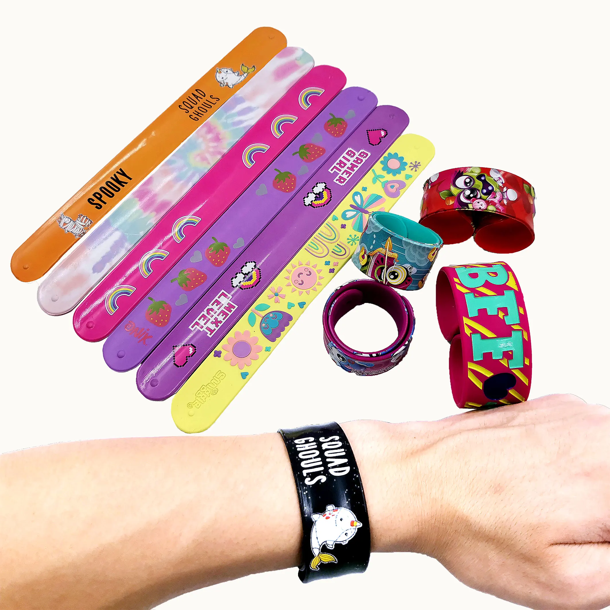 2023 Hot Sale Promotional Wristbands Silicone Slap Bracelet Full Color Printing Flexible Ruler Snap Wristband
