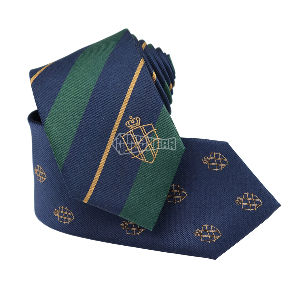Green Navy Striped Silk Club Tie Luxury Designer Golf Ties Quality Jacquard Necktie With Logo