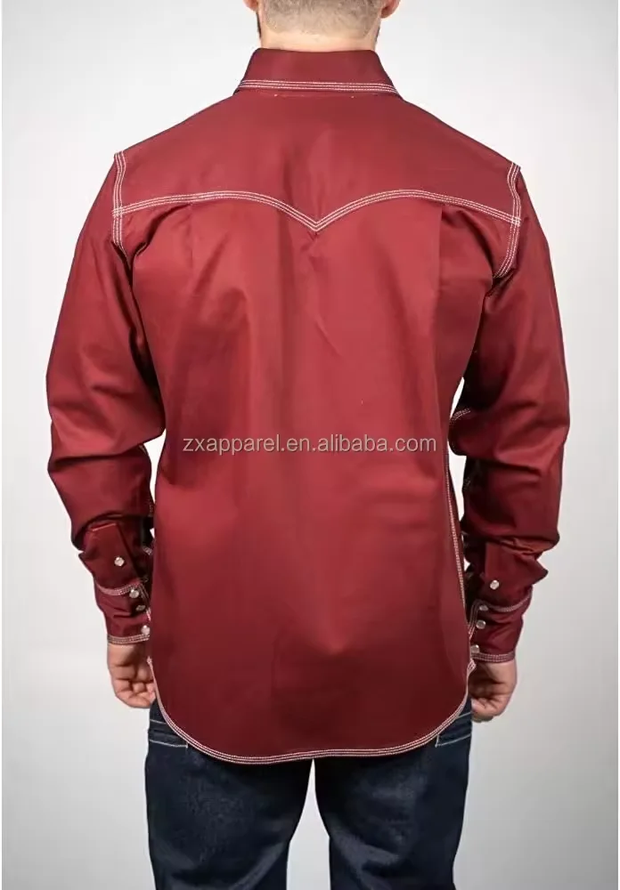 Mens Flame Resistant Button Down Shirt Mid-Weight Twill FR Work Shirt Welding  Clothing Oil Worker Uniform