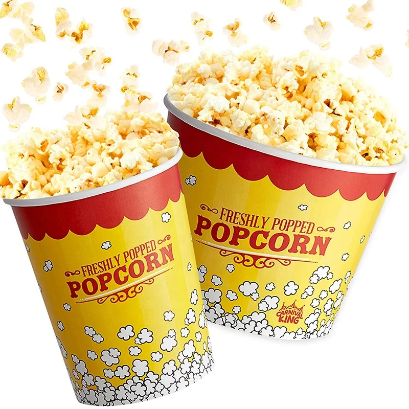 Disposable Pop Corn Tubs kraft Paper food cup to go packaging paper cup popcorn containers