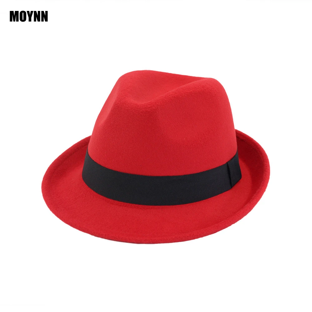 
MNXJS002 wholesale fedora men sombrero fadora wool felt hats women short brim mini fedora cap 