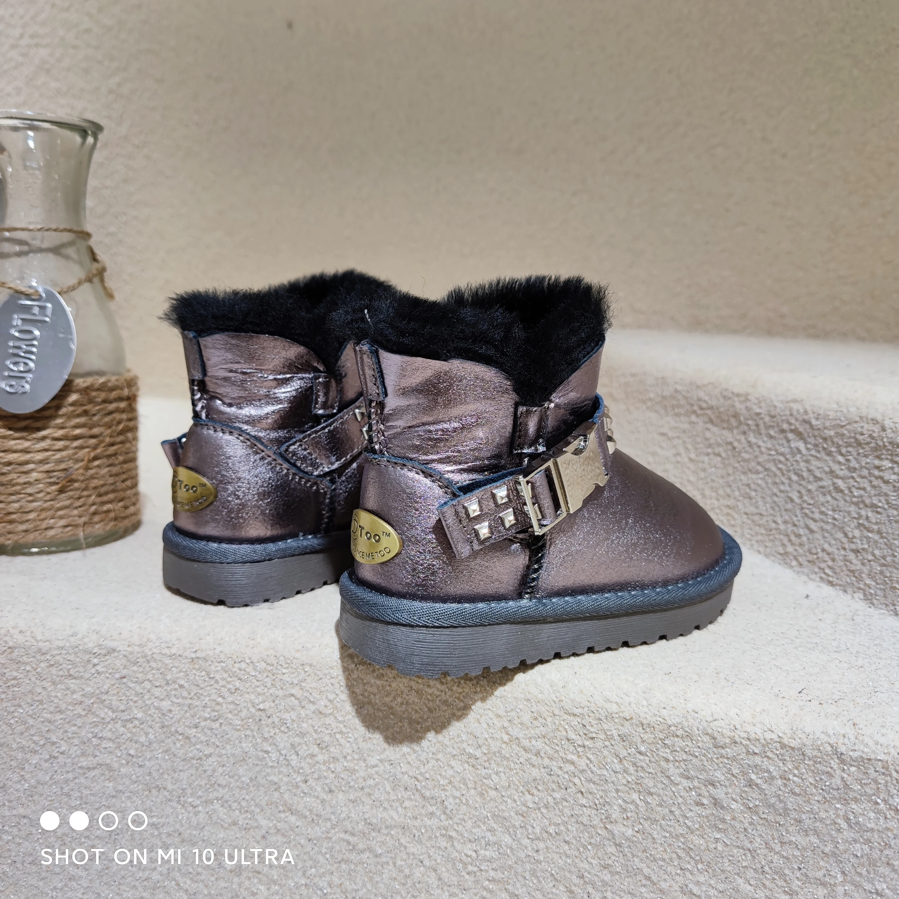 Fall Winter New Boots Female Korean Pearl Cotton Boots Thickened  Toddler kids shoes for girls