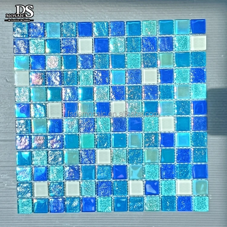 Blended blue glass mosaic