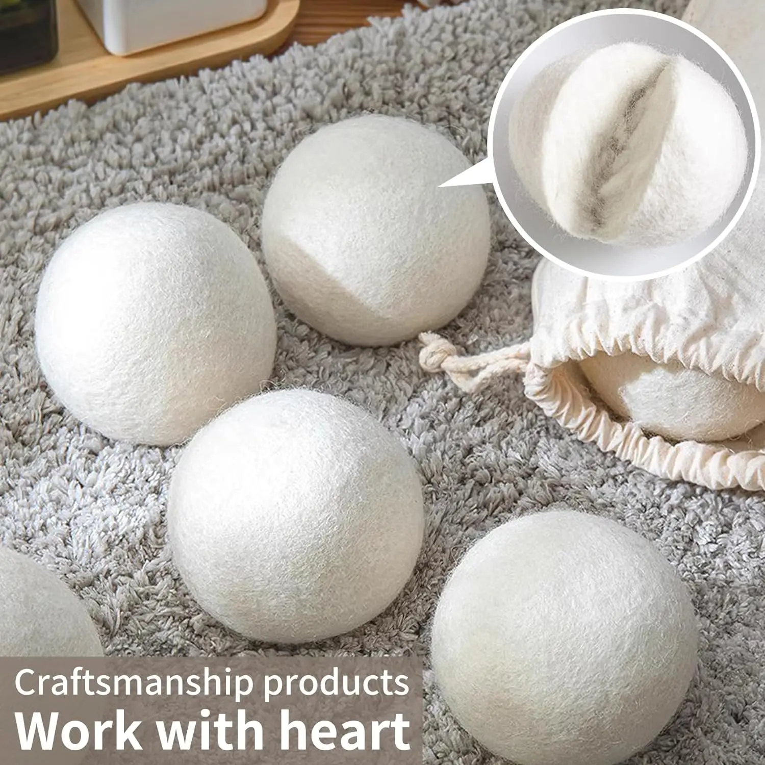 2024 hot sell Wool Balls Nature Organic 100% New Zealand 7cm Wool Drying Balls For Laundry