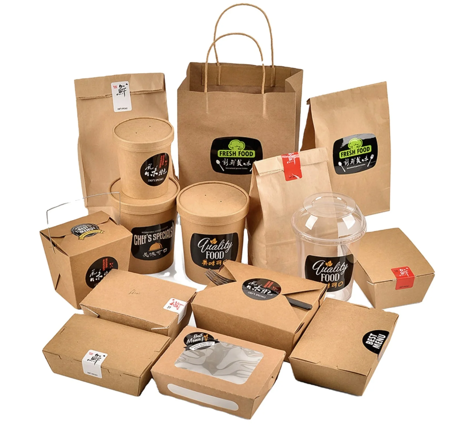 Fast Food Packaging Sushi Burger Chicken Wing Fries Box Kraft Paper OEM Custom LOGO Print Takeout Box