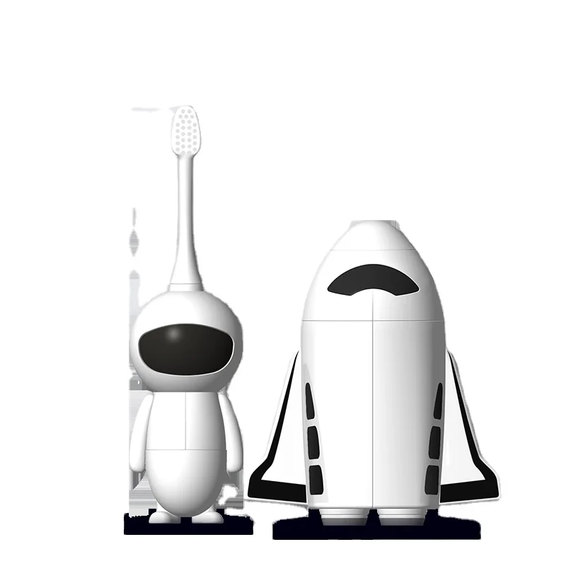 Baby Kids Ultrasonic Electric Toothbrush Unique Design Cartoon Alien USB Charging White Children IPX7 Soft Nano Toothbrush 1.2V