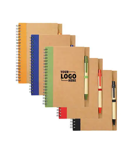 Custom Notebook with Logo business gift set journal pu hardcover leather notebook FSC A5 A4 spiral notebook