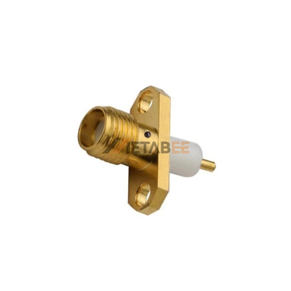 SMA Straight Jack Coaxial Connector Female Pin Panel Mount Four Hole Flange Epoxy Captivated 50 Ohm
