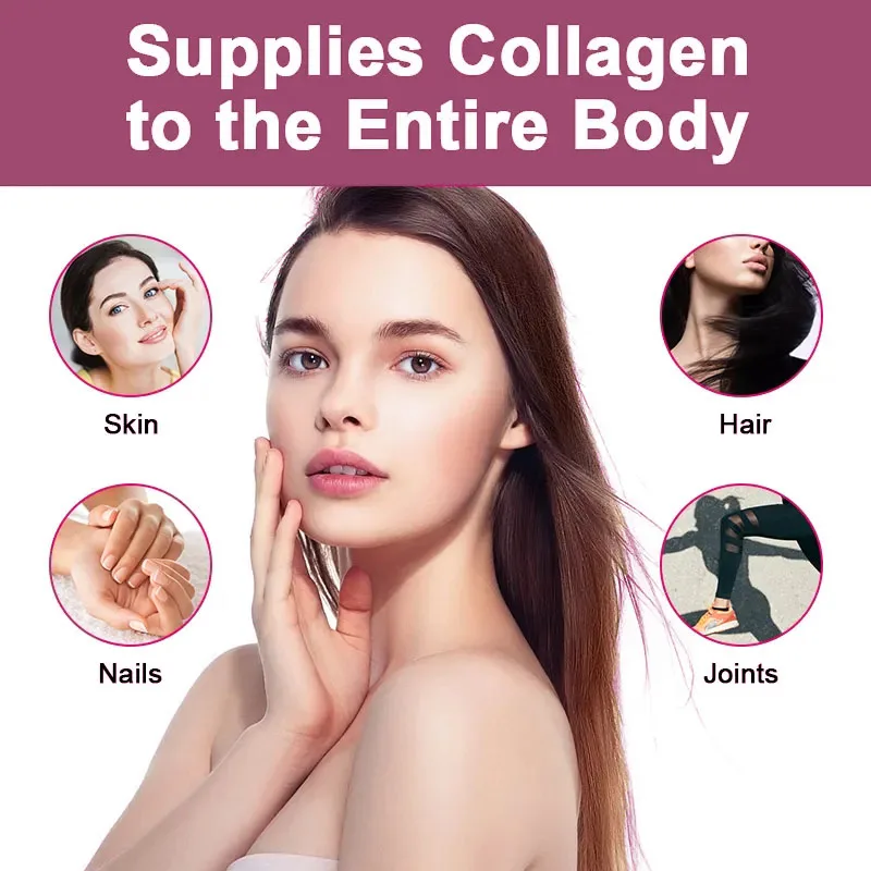 Improve Hair Skin Healthy Food Supplement Beauty Collagen Gummies Customized Private Label Sugar 60pcs Bottled Candy