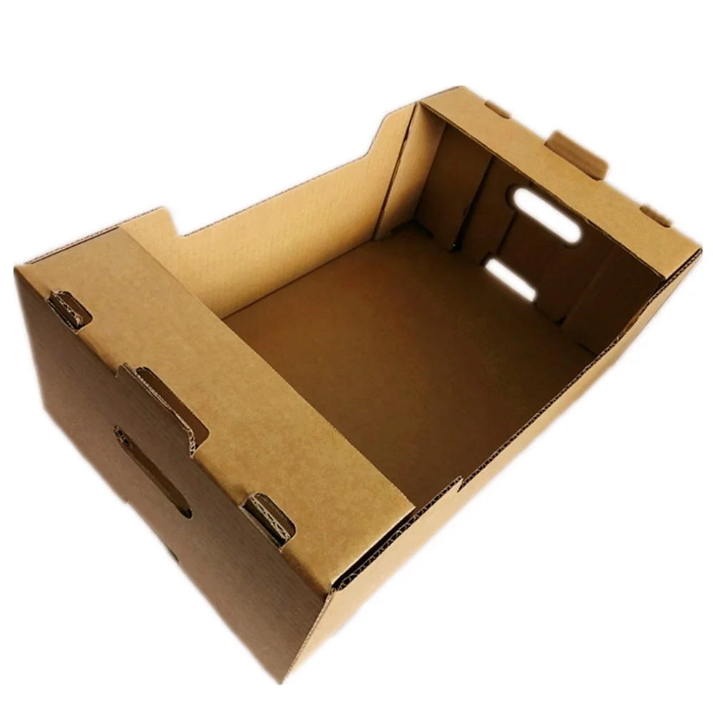 Wholesale factory custom logo recycled kraft paper corrugated cardboard single wall C fluted fruit vegetable carton box