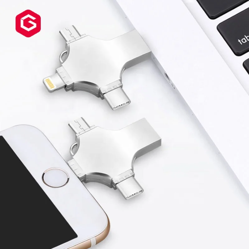 New 4 in 1 OTG USB 3.0 Flash Drive for Phone Android Type C Usb Key OTG 256GB