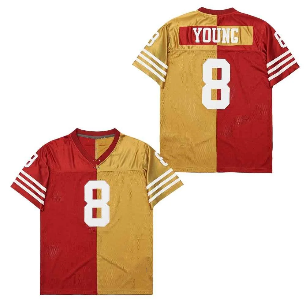 Throwback Split Edition 80 Jerry Rice 8 Steve Young 16 Joe Montana 42 Ronnie Lott 21 Deion Sanders Vintage Football Jersey