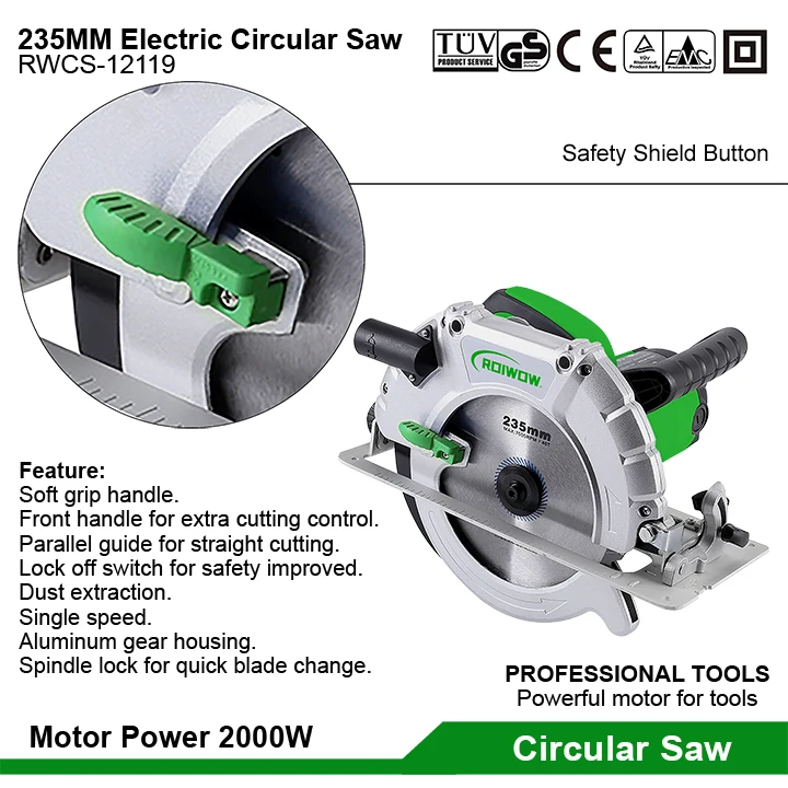 Power Tools 2000W Portable Corded Electric Circular Saws Professional Wood Cutting Rotary Hand Electric Saw Machine 235MM