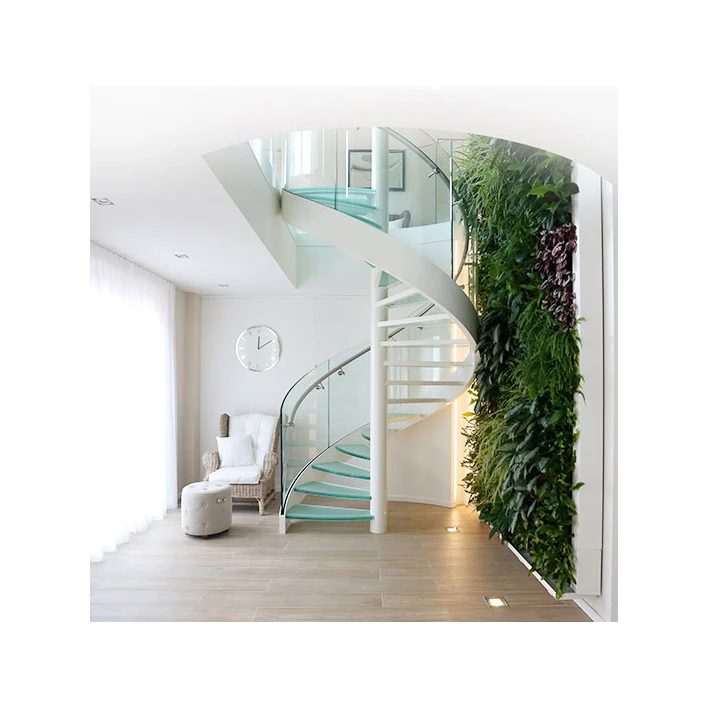 Metal Guardrail Step Design Invisible Stringer Curved Glass Railing Circular Floating Stairs