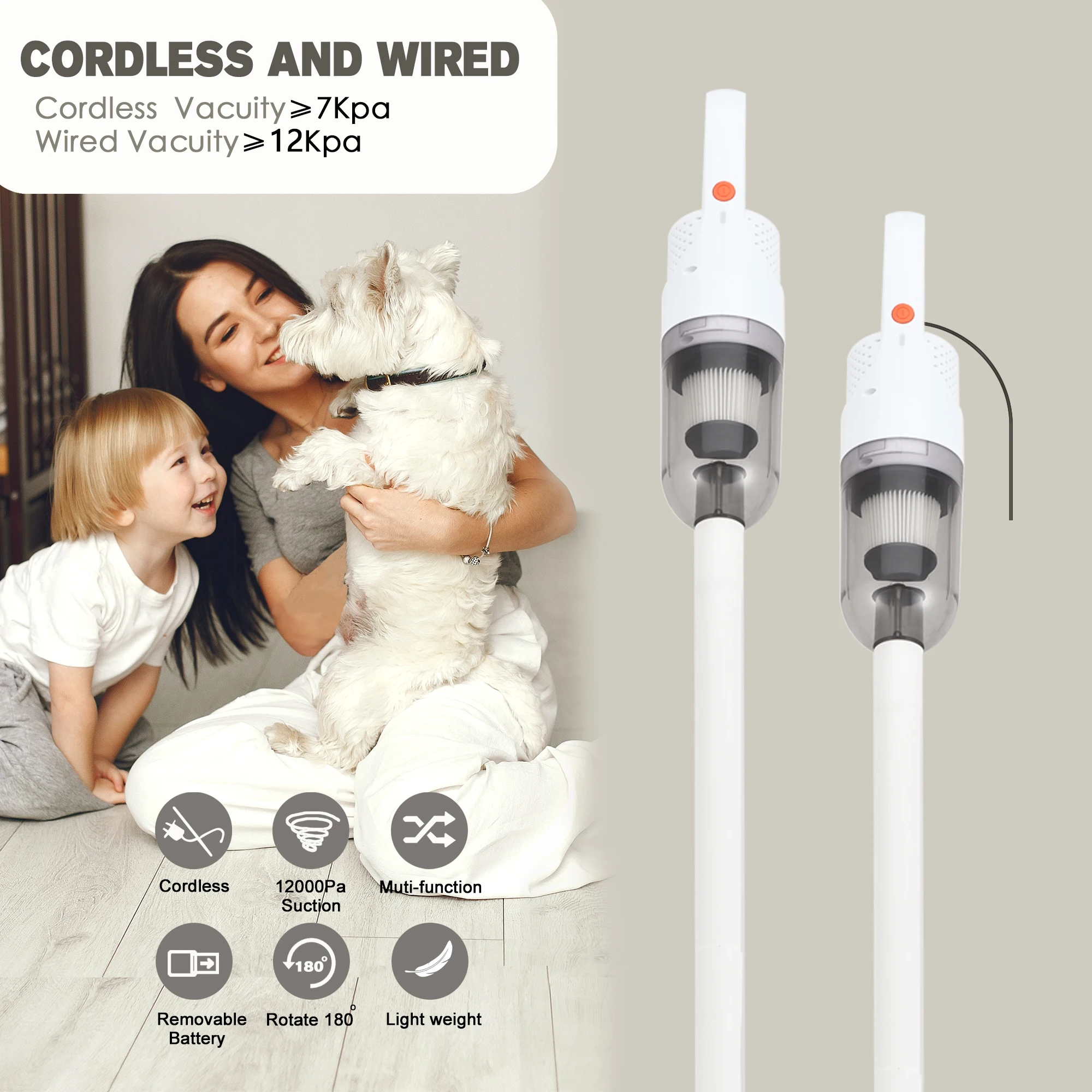 Powerful Suction Portable Cheap Price Vaccum Cleaner Battery Brush Motor Car Vacuum Cordless Rechargeable 12000PA 18V Dry 100W