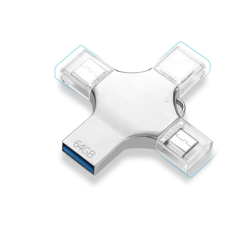 Лидер продаж 4 в 1 Многофункциональный OTG Usb флэш-накопитель на заказ 32 Гб 64 128 ГБ