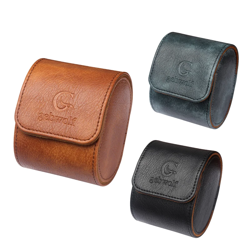 Custom Protective Cover Watch Organizer Box Storage Display Luxury Roll PU Leather Travel Single Slot Watch Case