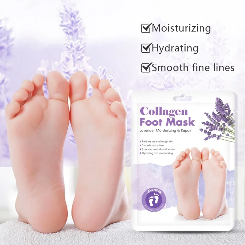 Foot Care Mask Customized Wholesale Oem Good Quality Foot Masking Socks Moisturizing Lavender Oil Foot Mask for Dry Cracked Feet