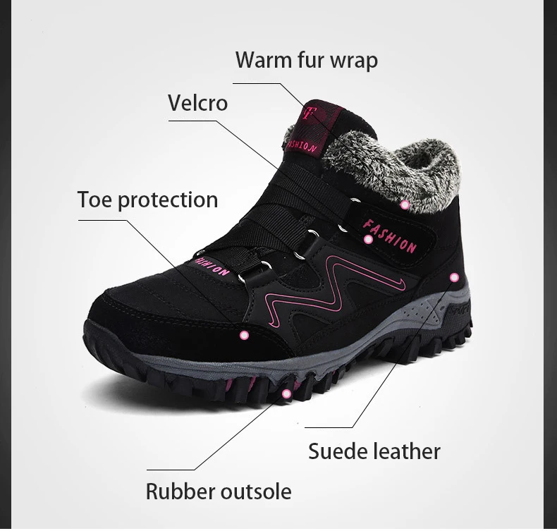 
Wholesale 2021 plush outdoor winter high top leather boots hiking shoes for men 