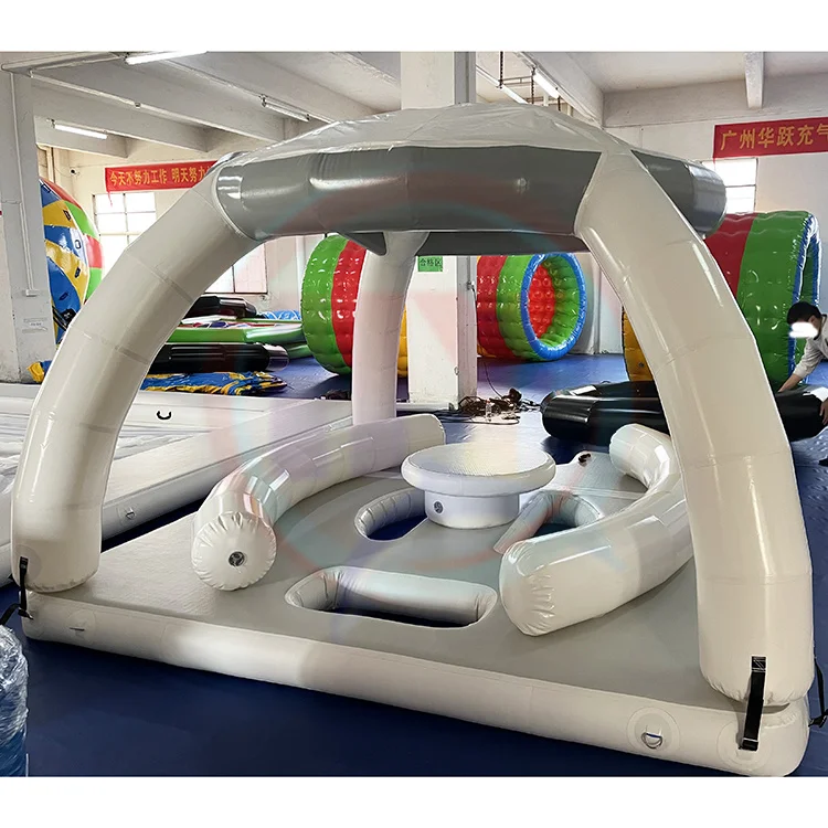 HUAYUE Inflatable Floating Platform Water Entertainment Equipment Inflatable Water Leisure Platform Dock Inflatable Floating Bar