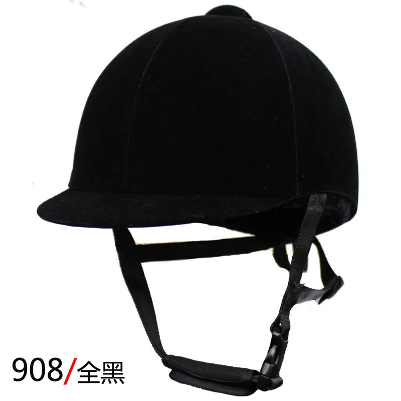 Unisex Classic Velvet Riding Helmet Horse Equipment Cycling Protection Cap 54-62cm Adjustable Equestrian Helmet
