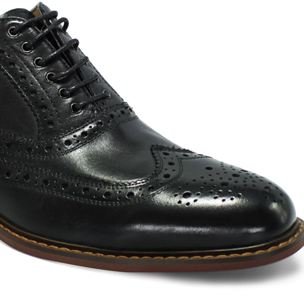 
New Trending Black Formal Leather Men Shoes Full Brogue Oxford Lace-up Dress Shoes Leather Mens 
