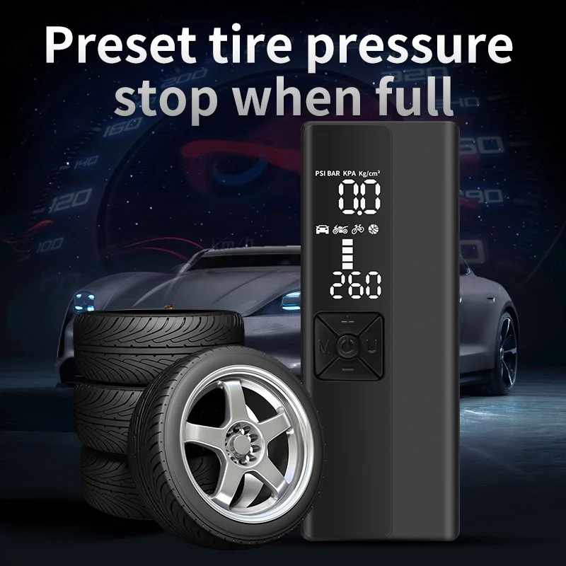 Low Noise Smart Wireless Air Compressor 5V Cordless Digital Car Tyre Inflator Air Pump With Reviews