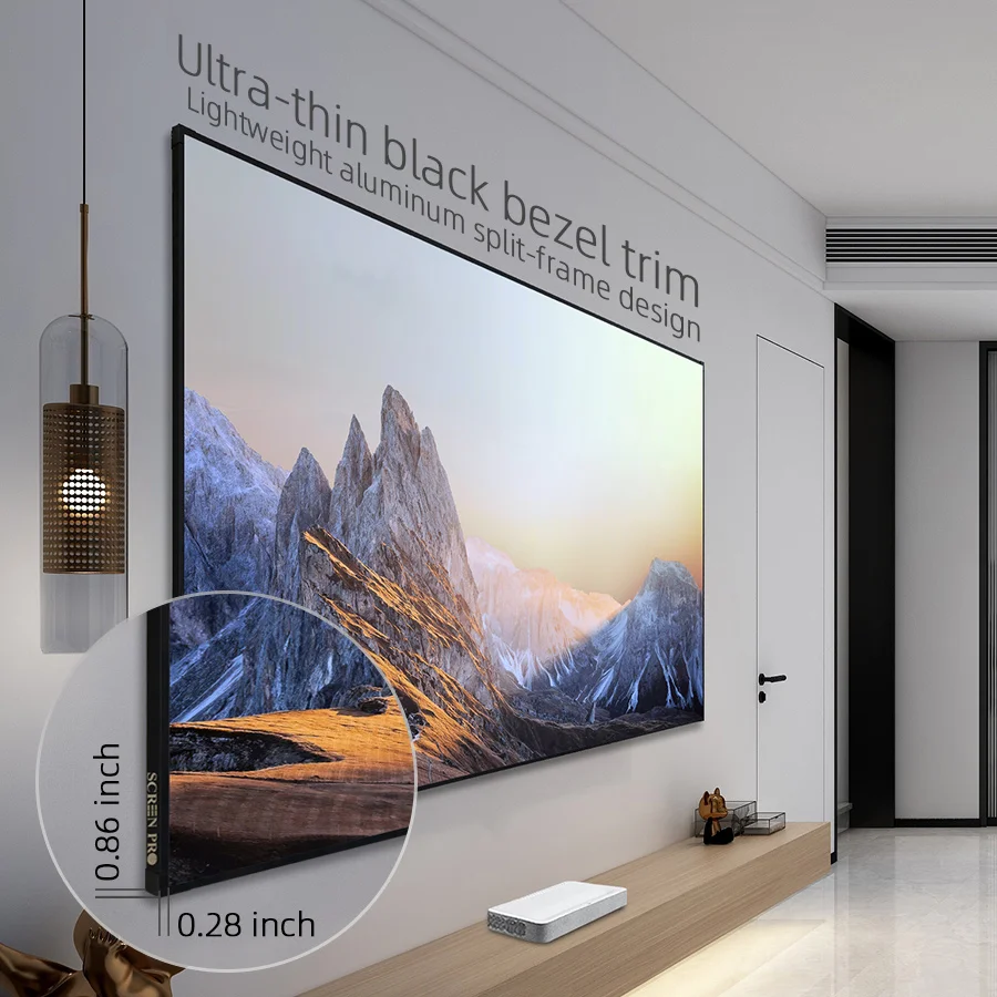 SCREEN PRO Ambient Light Rejecting Ultra Short Throw Projector Screen 100 inch Fixed Frame ALR Screen for UST Projection