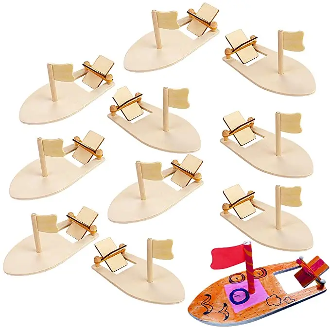 Wholesale 10 Pcs DIY Toy Wood Boat Craft Kits