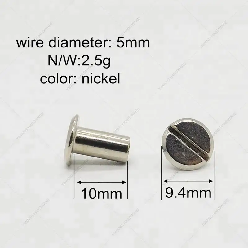 Factory Wholesale 10mm Nickel Plated Chicago Screws Binding Nail