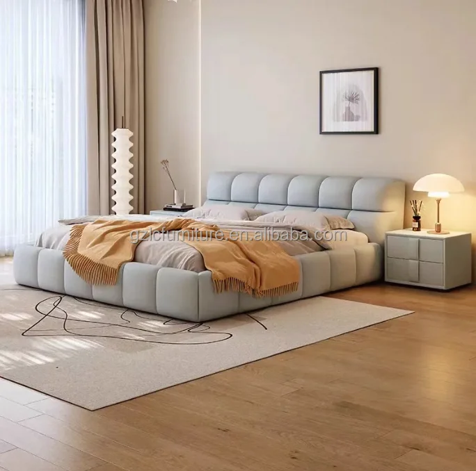 5 Stars home luxury bed wooden queen frame up-holstered king size beds bedroom furniture cama matrimonial storage