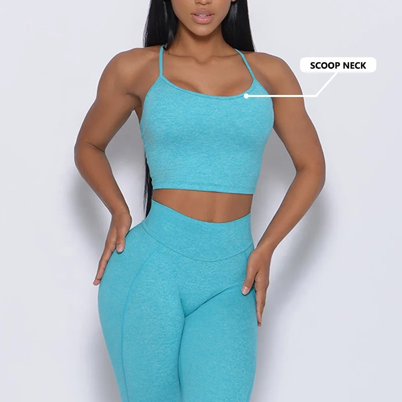 OEM Custom logo Racerback Gym Fitness Crop Top High Impact Adjustable Thin Straps longline Plus Size Yoga Sports Bra For Women