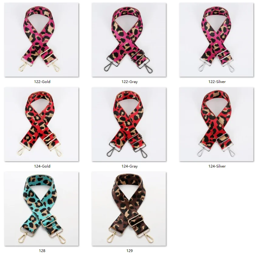 Fashion Leopard Designs Polyester 5 cm Width Adjustable Shoulder Bags Replacement Strap Crossbody Guitar Purse Straps with Hook