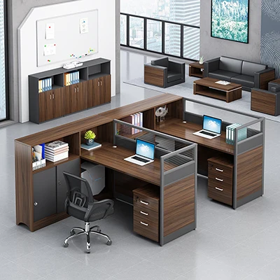 Finance desk staff office desk and chair multi shape combination of simple and modern staff 2 seats 4 seats with cabinets